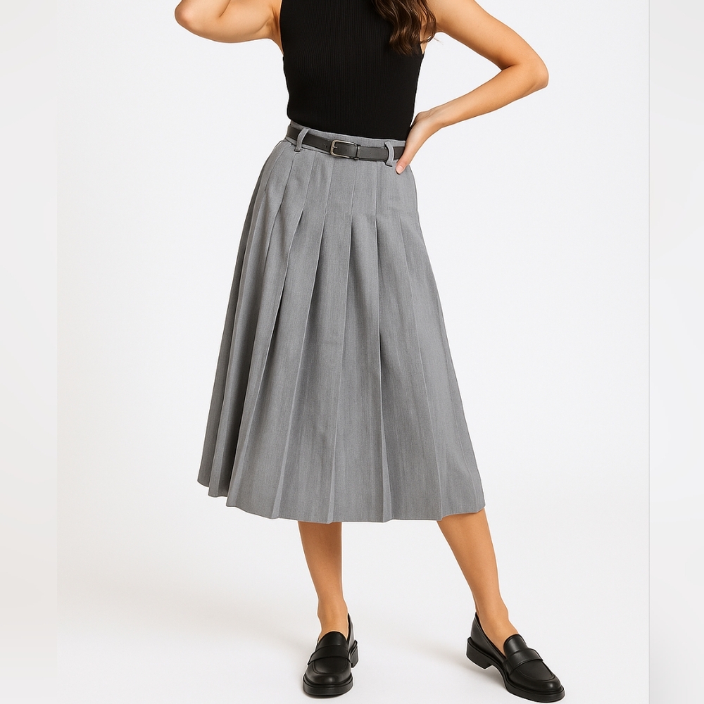 Vintage Gray Pleated Women's Skirt Size 7 /small